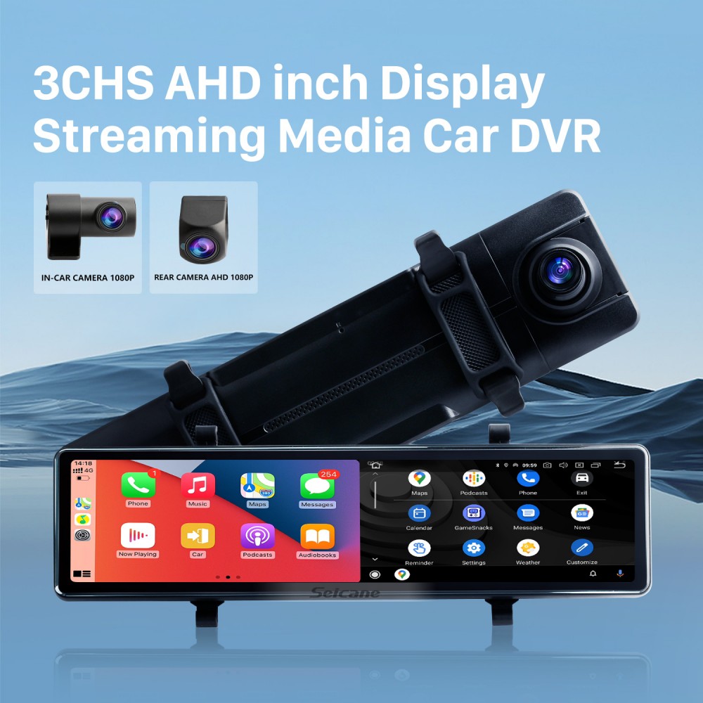 2.5K Touch Screen Carplay Mirror Dash DVR with ADAS G-sensor view camera