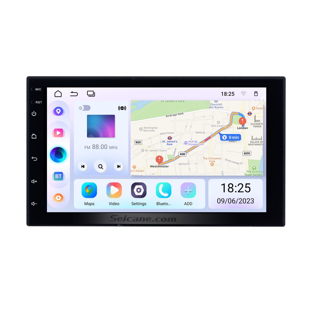 Double Din Car Stereo with Carplay and Android Auto 9 Inch Touch Screen  Radio with Bluetooth/Mirror Link/Subwoofer + Backup Camera and Microphone