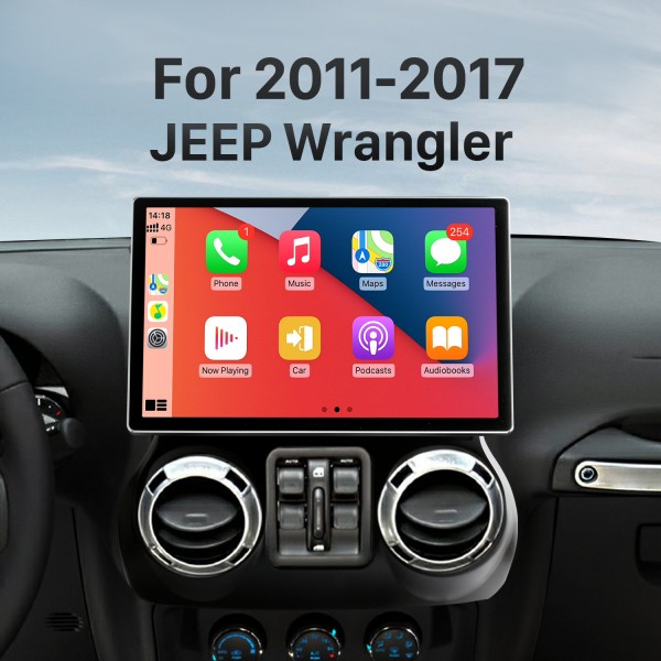 Android 10.0 10.1 Inch 2.5D IPS Touchscreen Radio For JEEP Wrangler 2011 2012 2013 2014 2015 2016 2017 Bluetooth Music GPS Navigation Head Unit Support DSP Carplay DAB+ OBDII USB TPMS WiFi Steering Wheel Control