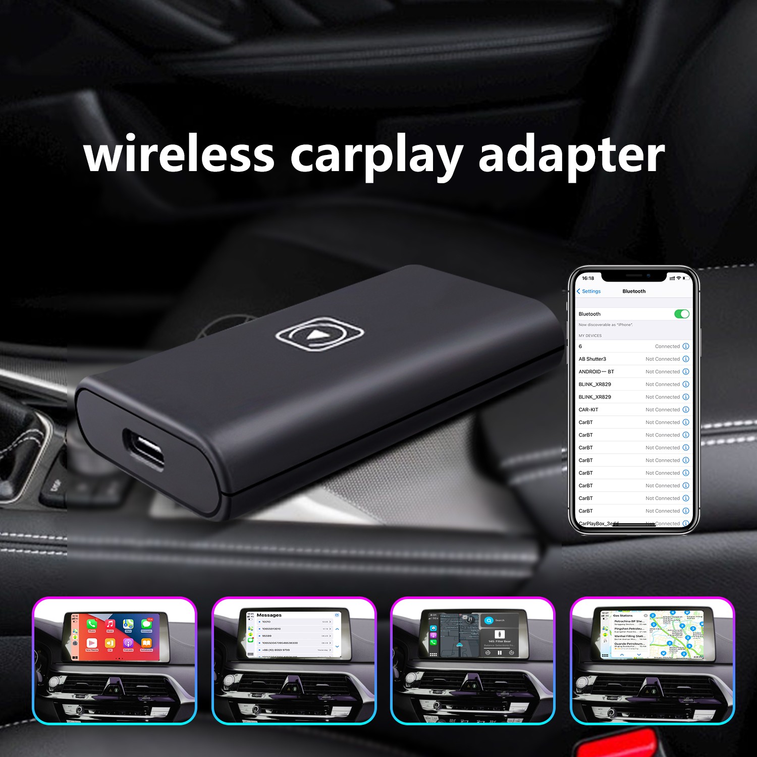 Wireless CarPlay Adapter for All Factory Wired CarPlay, Apple Carplay  Wireless Dongle, Carplay Wireless Adapter for iPhone, 5Ghz WiFi, Plug &  Play, Auto Connect, Carplay Box for Cars from 2015