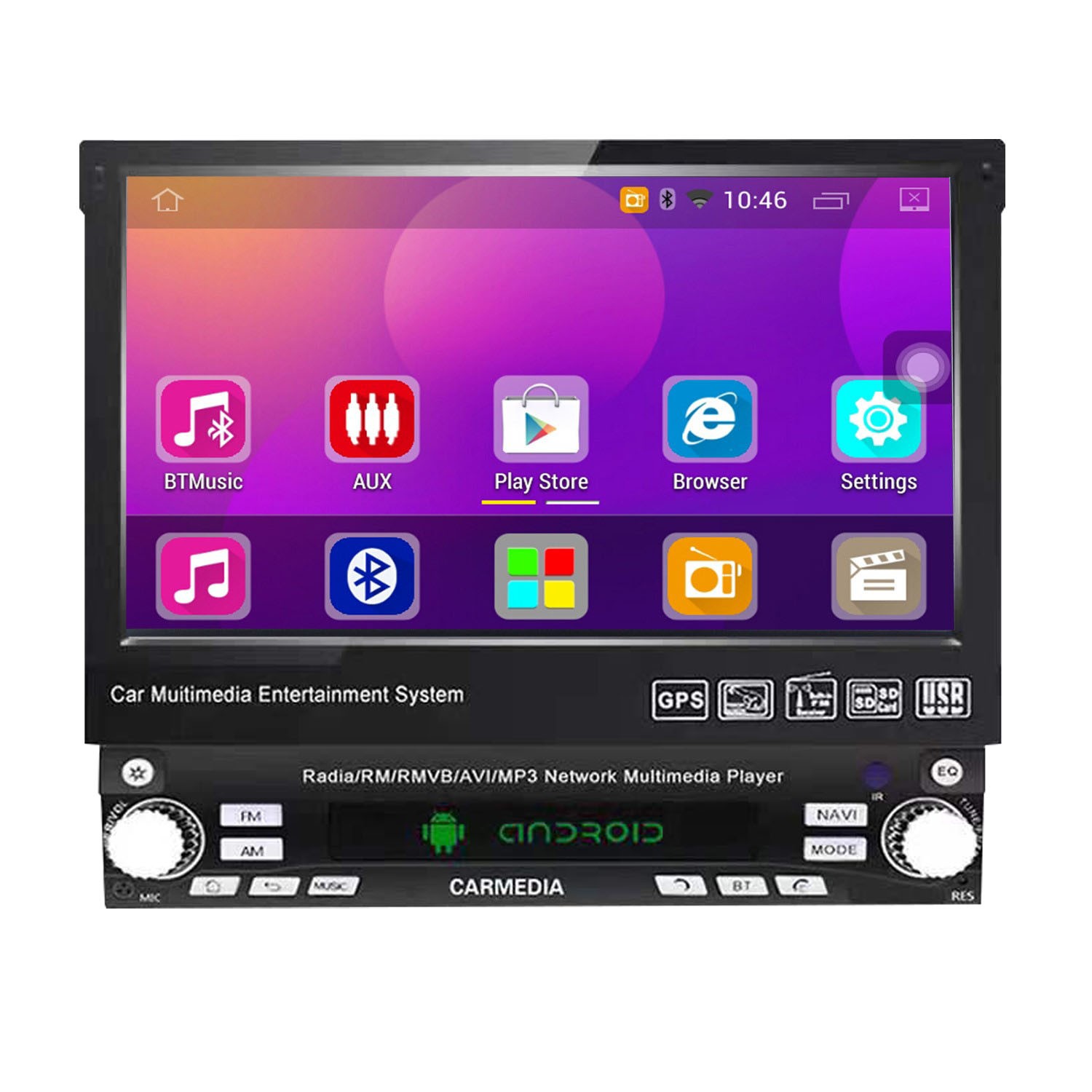 Android 8.1 Car Radio 1 DIN 7'' Touch Screen Autoradio with GPS Navigation  Bluetooth Wifi Support Mirror Link and Rear View Camera