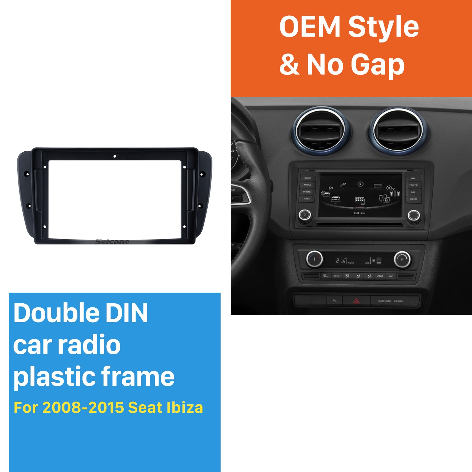 In Dash Black Frame 9 Inch For 2008-2015 Seat Ibiza Fascia Panel Bezel 