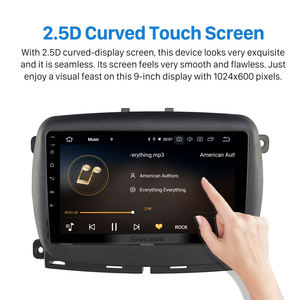 9 Inch HD Touchscreen for 2015+ FIAT 500 Radio Car GPS Navigation