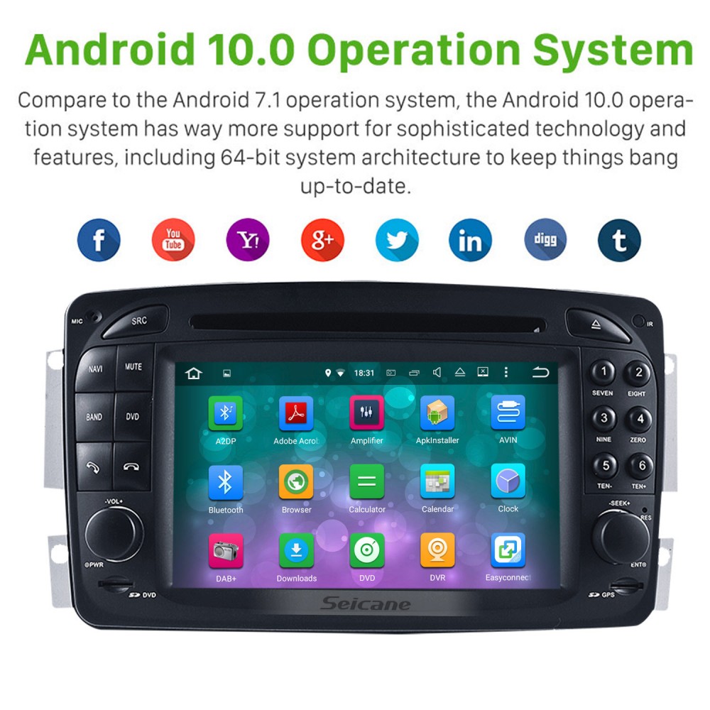 Android 10.0 GPS Navigation system for 1998-2002 Mercedes-Benz A-Class W168  A140 A160 A170 A190 with Radio DVD Player Touch Screen Bluetooth WiFi TV