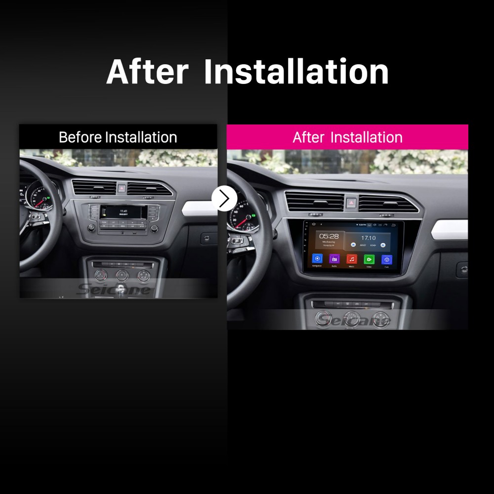 Belsee Aftermarket Volkswagen VW Tiguan 2016 2017 2018 2019 Android 9.0  Auto Head Unit Car Radio replacement GPS Navigation 10.1 inch IPS Touch  Screen DSP Stereo Upgrade Multimedia Player Autoradio Apple CarPlay