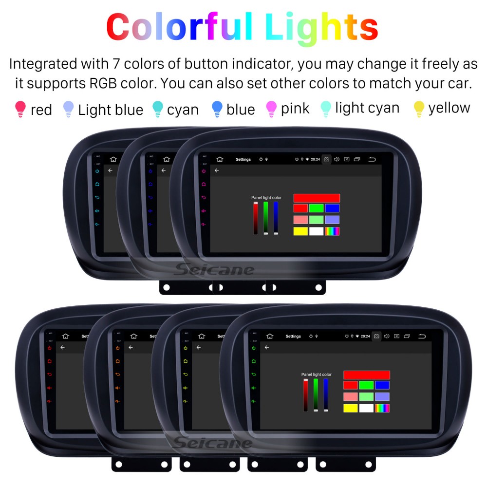 Autoradio Fiat 500 Android Bluetooth GPS Carplay Ecran Tactile  Multifonction Compatible Poste Origine Lounge Abarth 500L Blue&Me