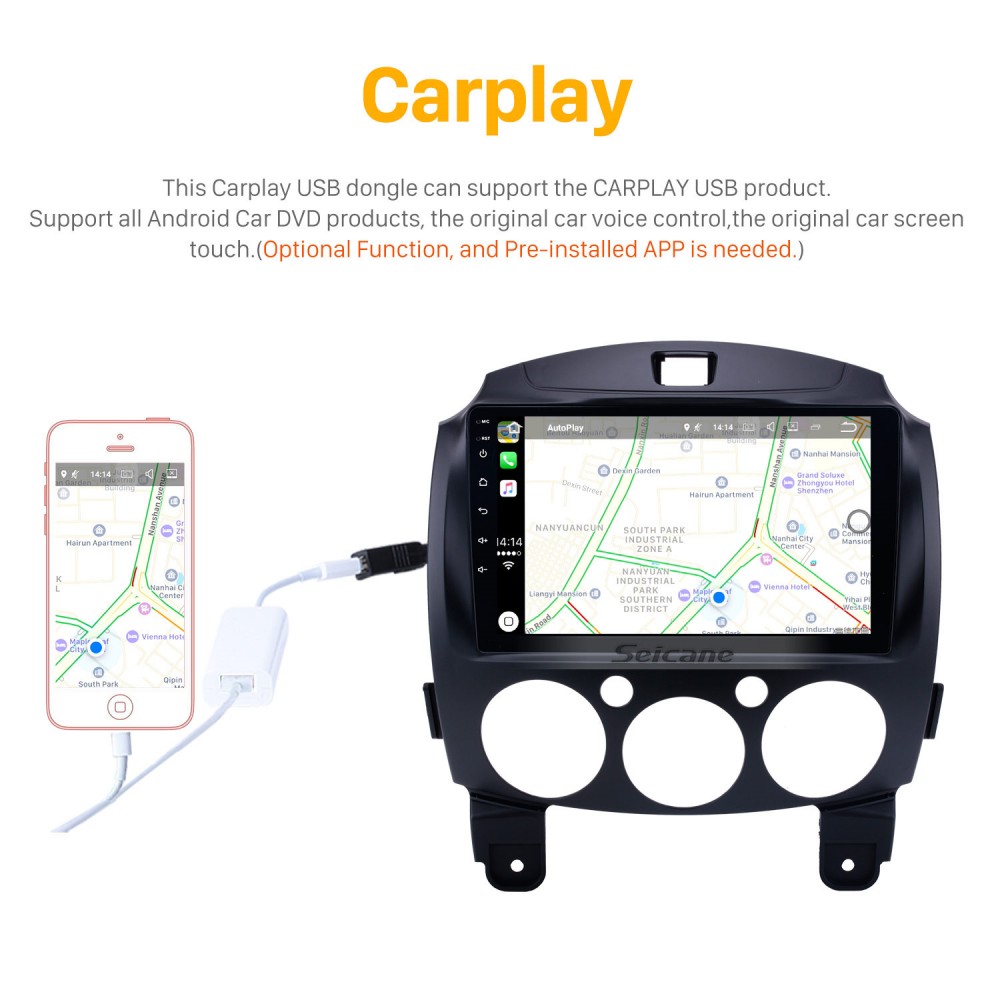 Touchscreen 9 inch Android 12.0 GPS Navigation Radio for 2007-2014 MAZDA 2 Jinxiang DE