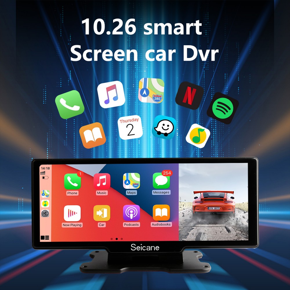 Acheter PDTO 4K 10,26 écran tactile Dash Cam sans fil CarPlay double  enregistreur de voiture Android Auto