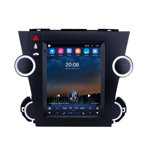 Android 10.0 Radio de navigation GPS 9,7 pouces pour Toyota Highlander 2009-2014 avec écran tactile HD Prise en charge Bluetooth WIFI AUX Carplay Mirror Link OBD2