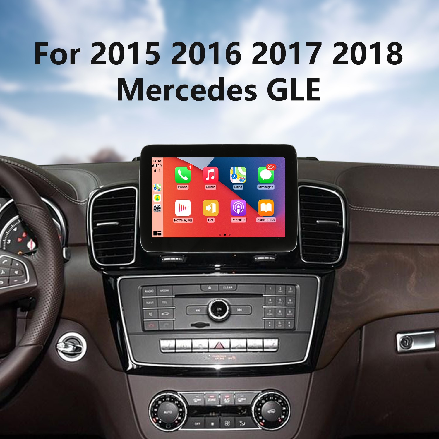 9 pouces Radio HD écran tactile Android 10.0 pour 2015 2016 2017 2018  Mercedes GLE NTG5.0 Système de navigation GPS avec WIFI Bluetooth USB  Mirror Link Rearview AUX