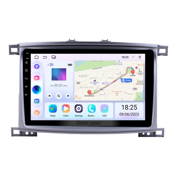 Radio de navegación GPS Android 13.0 de 10.1 pulgadas para 2003-2008 Toyota Land Cruiser 100 Auto A / C con pantalla táctil HD Bluetooth Soporte USB Carplay TPMS