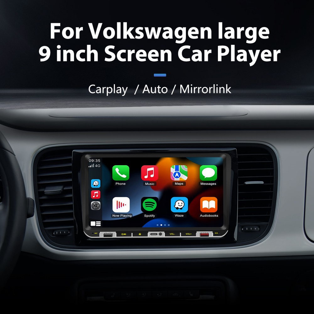 9-дюймовый экран Carplay, MP5-плеер для Volkswagen, большой Android Auto с  поддержкой Bluetooth, TF-карта,