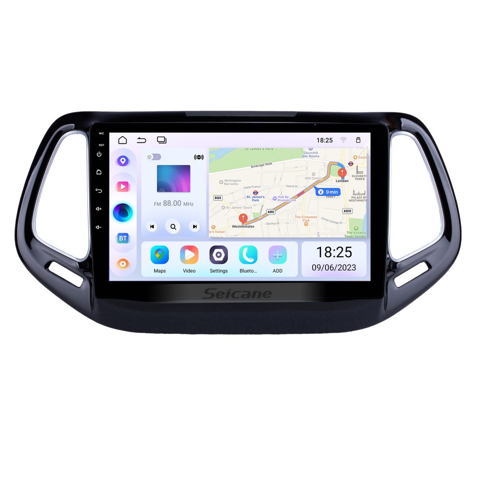 10,1-дюймовый 2017 Jeep Compass Android 13.0 Головное устройство  GPS-навигация USB Зеркальная связь Bluetooth WIFI Поддержка DVR OBD2  Резервная камера ...