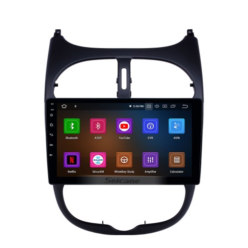 9-дюймовый GPS-навигатор Android 12.0 для Peugeot 206 2000–2016 годов с сенсорным экраном HD Carplay AUX Bluetooth с поддержкой 1080P