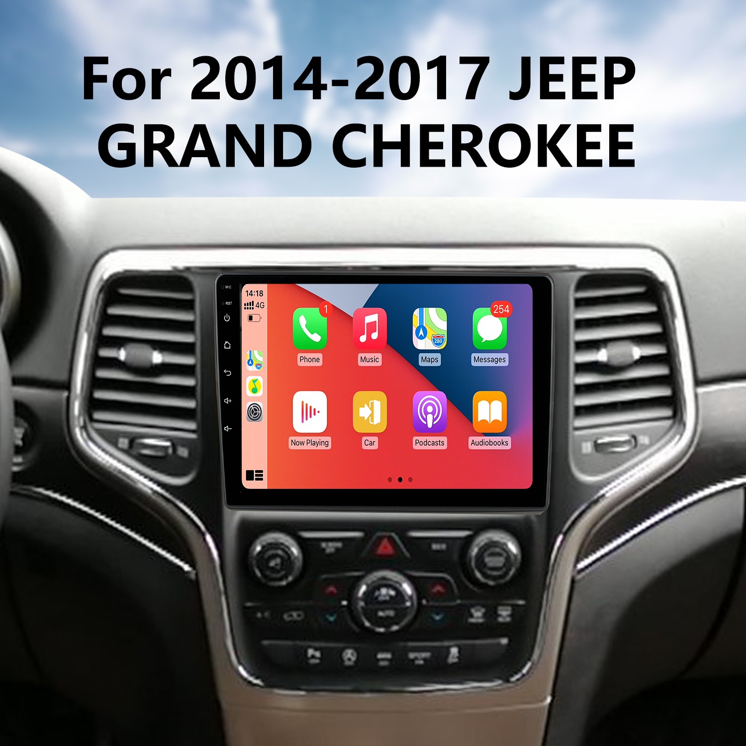 OEM Android 13.0 для 2014-2017 JEEP GRAND CHEROKEE Radio с Bluetooth  9-дюймовый сенсорный HD-экран Система GPS-навигации Поддержка Carplay DSP