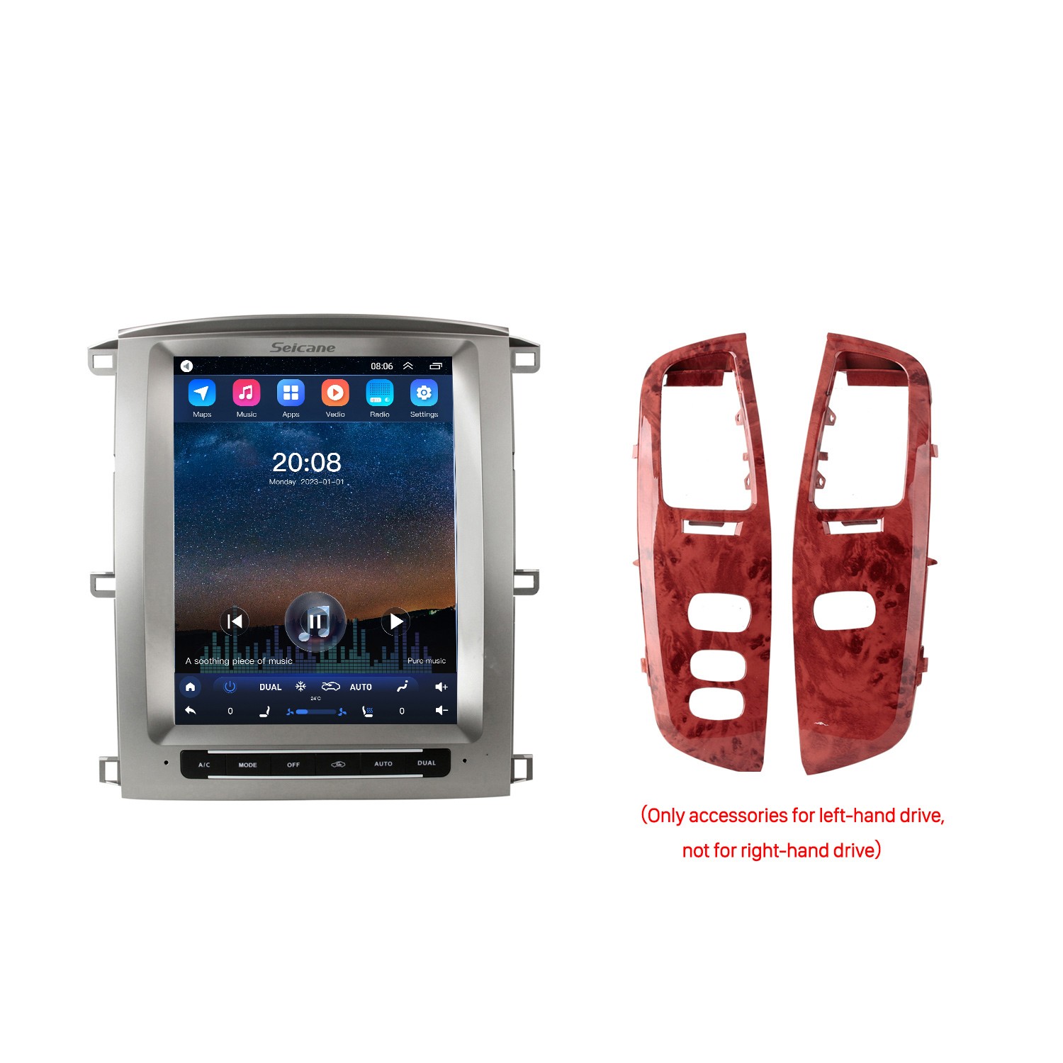 OEM 12,1-дюймовый Android 10.0 Radio для TOYOTA LAND CRUISER 100 2002-2007  LEXUS LX470 2003-2007 Bluetooth HD Сенсорный экран Поддержка GPS-навигации  ...