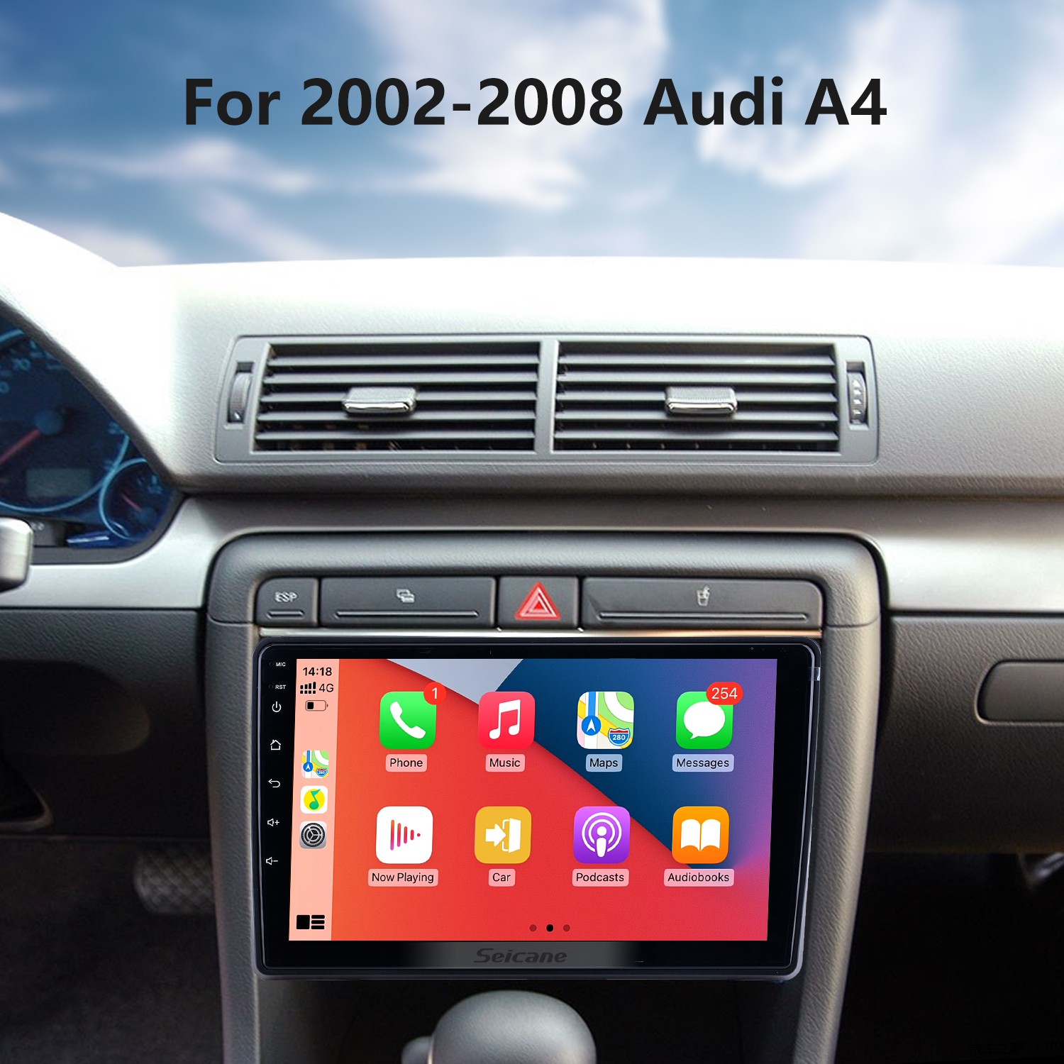 Сенсорный экран HD для 2002 2003 2004-2008 Audi A4 Радио Android 13.0  9-дюймовый GPS-навигатор Bluetooth WIFI Поддержка Carplay DVR DAB +