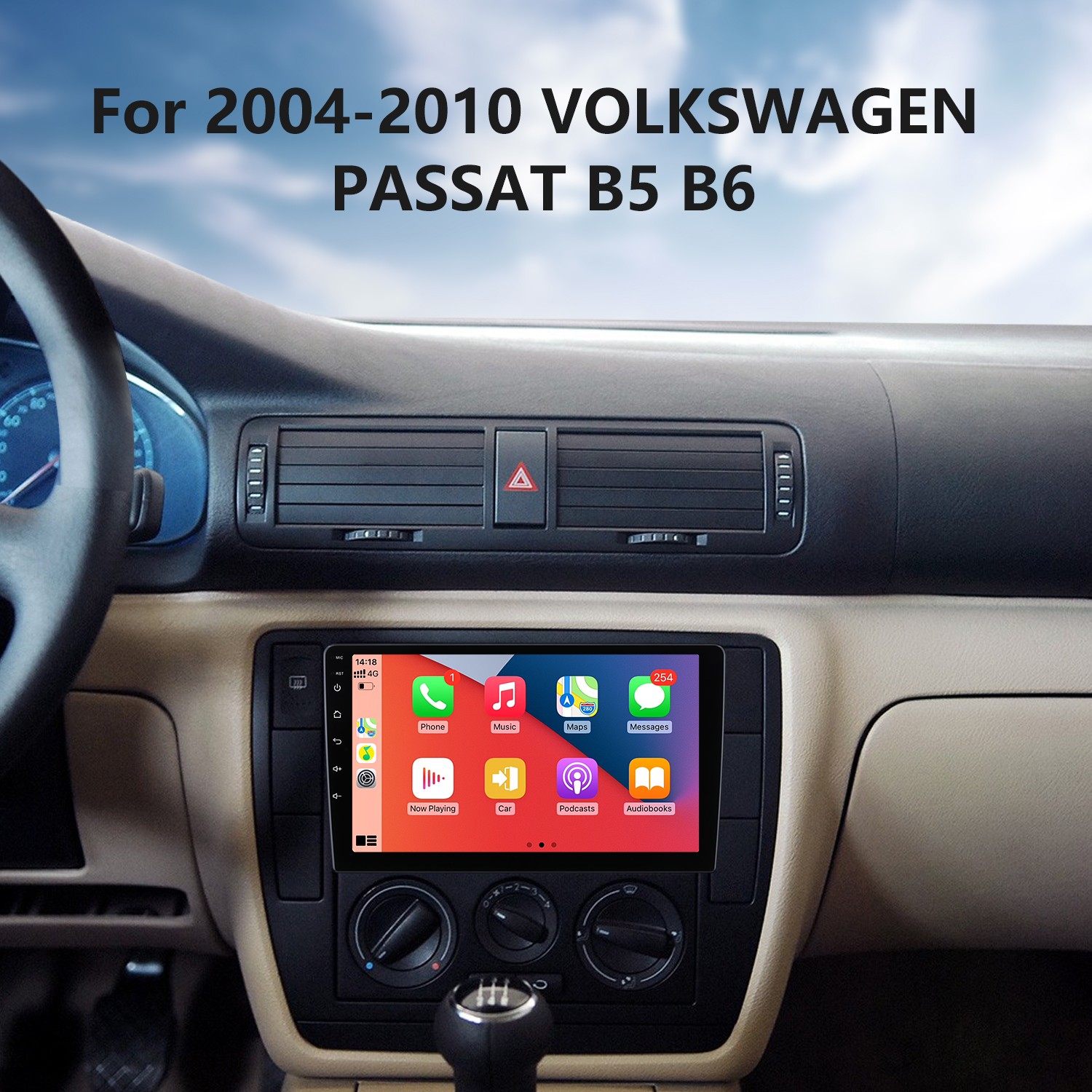 9-дюймовый Android 13.0 для VOLKSWAGEN PASSAT B5 B6 2004-2010 Радио  GPS-навигационная система с сенсорным экраном HD Bluetooth Поддержка  Carplay OBD2