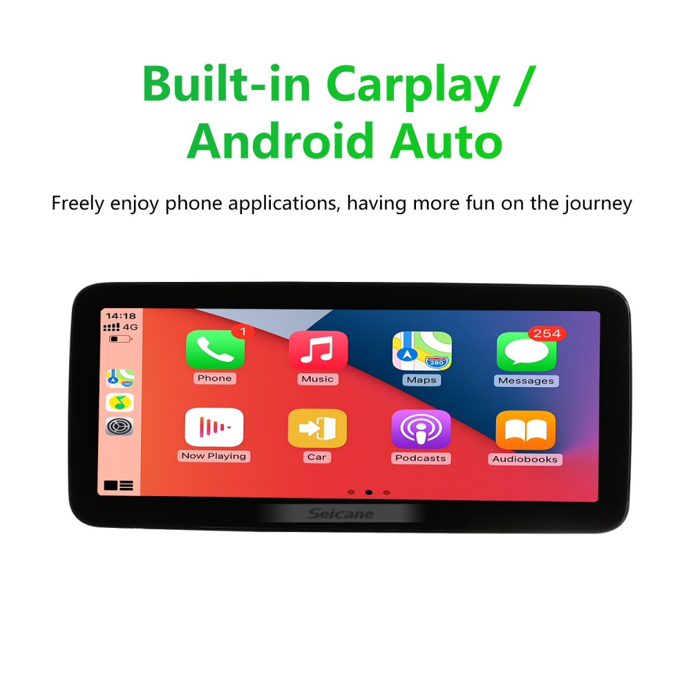 Carplay 12,3-дюймовый сенсорный экран Radio HD Android для 2008-2010 2011  2012 2013 2014 Mercedes C Class W204 C180 C200 C230 C260 C280 C300 Система  GPS-навигации с WIFI Bluetooth USB Mirror Link