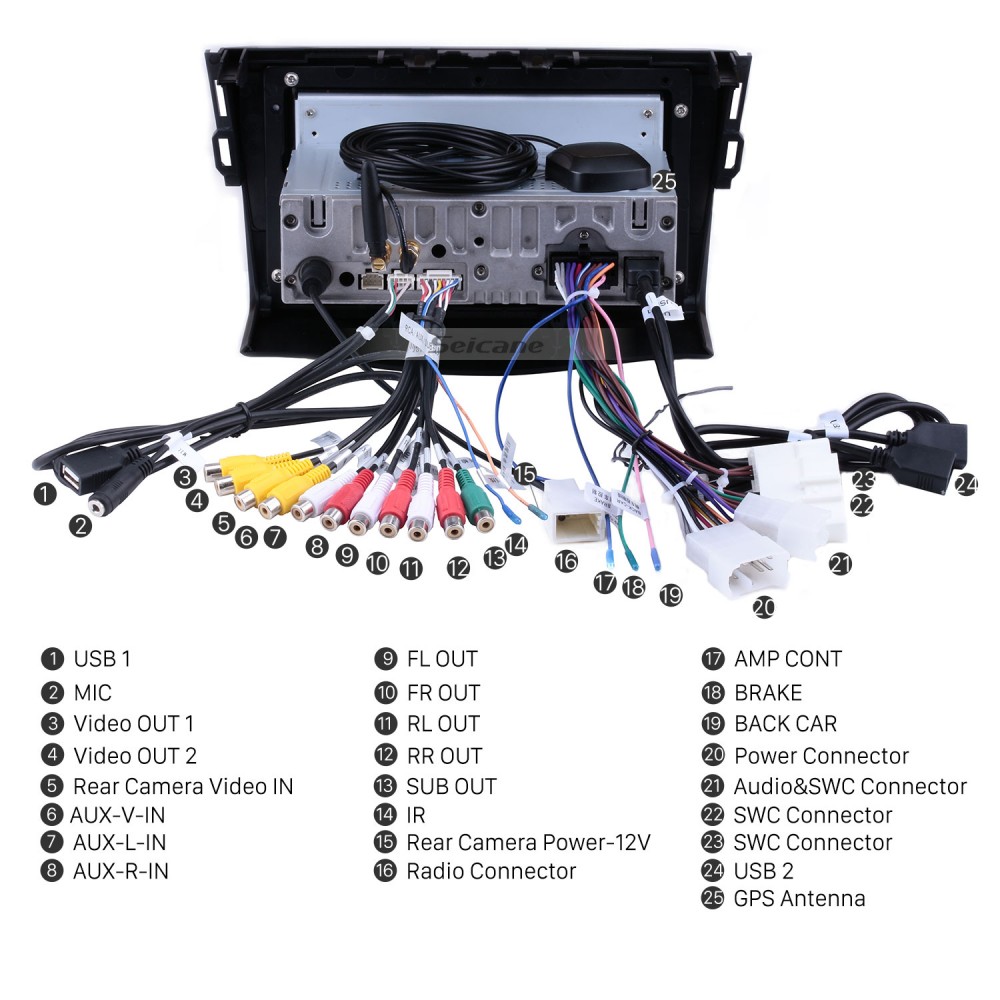 OEM GPS-навигация Стерео Мультимедийный проигрыватель Android 13.0 для  2007-2011 Toyota RAV4 9-дюймовый сенсорный экран HD Радио Bluetooth Телефон  Музыка USB Carplay WIFI Управление на руле Задний вид AUX