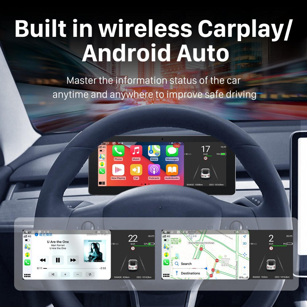 Для 2019 2020 2021 2022 Tesla Model 3 Model Y Android Автомобильный  радиоприемник с сенсорным экраном Приборная панель автомобиля с Carplay  Android ...