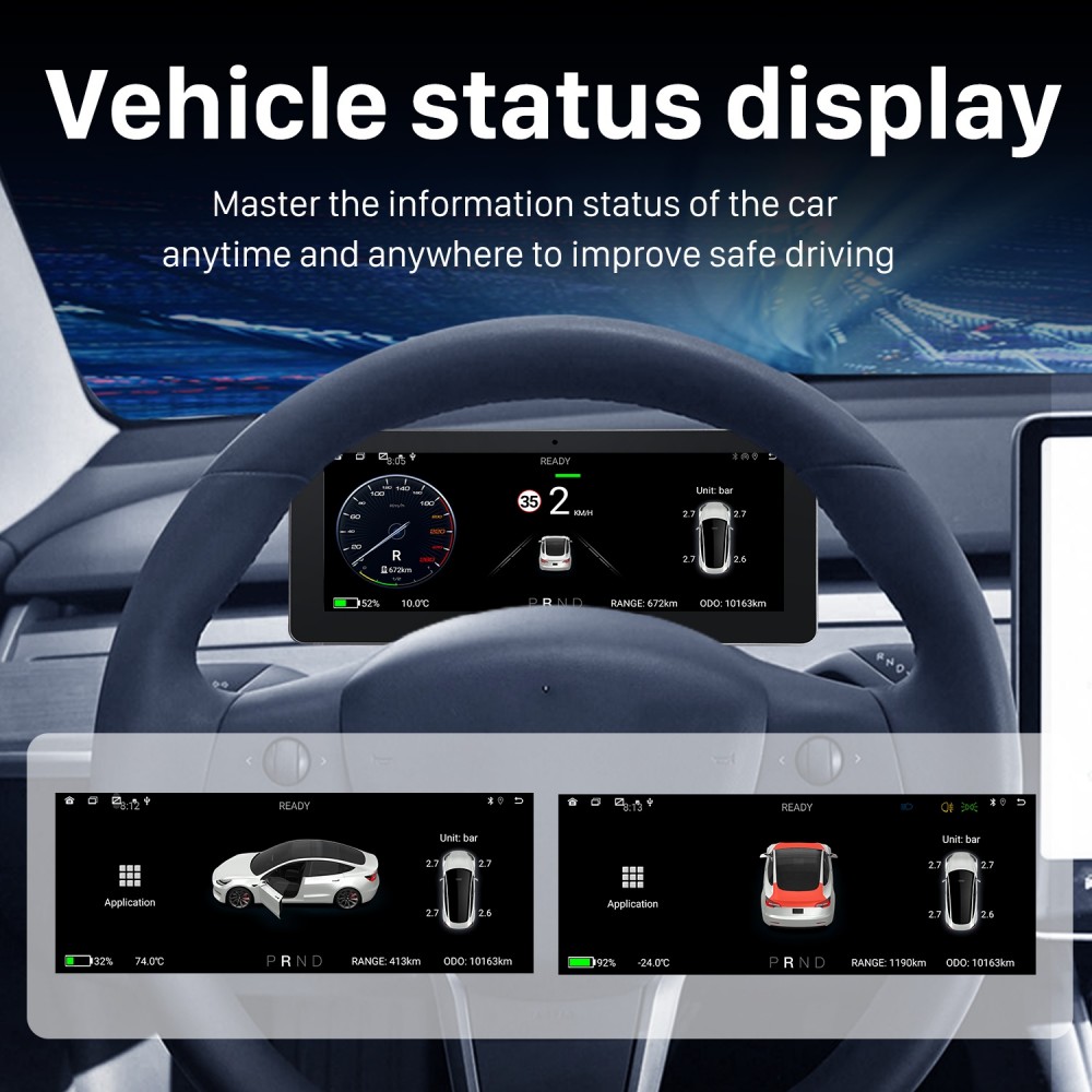 Для 2019 2020 2021 2022 Tesla Model 3 Model Y Android Автомобильный  радиоприемник с сенсорным экраном Приборная панель автомобиля с Carplay  Android ...