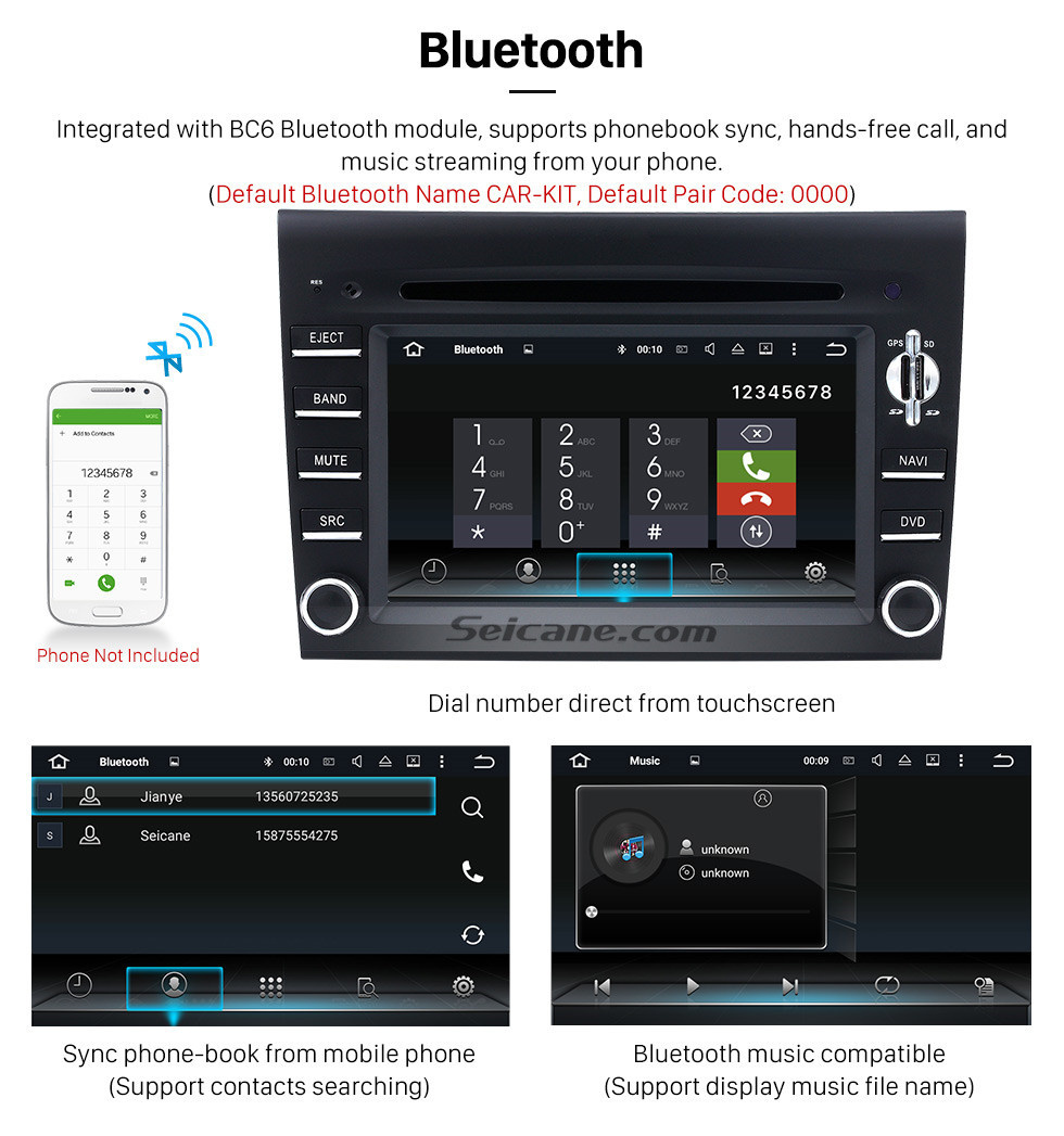 Seicane Android 9.0 Sistema de navegação GPS para 2005-2008 Porsche 911 997 com DVD Player Tela sensível ao toque Rádio Bluetooth WiFi TV Backup Câmera Controle de volante HD 1080P Vídeo USB SD