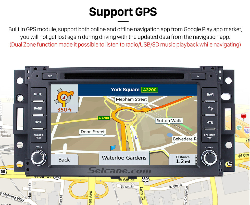 Seicane 2005 2006 2007 Chevrolet Uplander Android 9.0 Radio GPS Reproductor de DVD con pantalla táctil Bluetooth WiFi TV Cámara de respaldo Control del volante 1080P