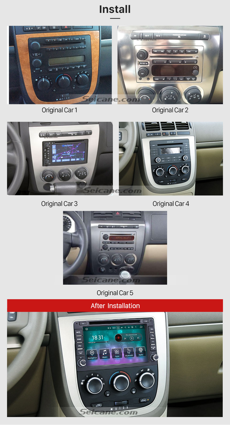Seicane 2005 2006 Chevrolet Corvette Android 9.0 Radio Navegación GPS con reproductor de DVD Pantalla táctil HD Bluetooth WiFi TV Cámara de respaldo 1080P Control del volante