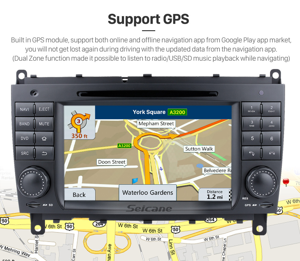Seicane 2006 2007 2008 Mercedes-Benz CLS W219 Android 10.0 GPS Навигационная система Радио DVD-плеер Сенсорный экран TV IPOD HD 1080P Видеокамера заднего вида Управление рулем USB SD Bluetooth WiFi