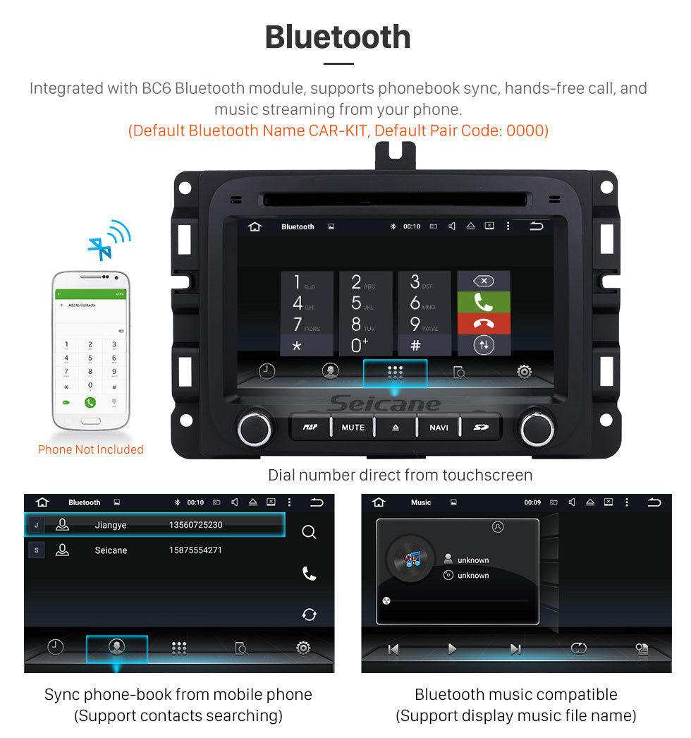 Seicane Android 10.0 7-Zoll-HD-Touchscreen-DVD-Player für 2013-2015 Dodge Ram 1500 2500 3500 4500 Radio GPS-Navigation Bluetooth WIFI-Unterstützung TV-Rückfahrkamera Lenkradsteuerung USB SD 1080P Video