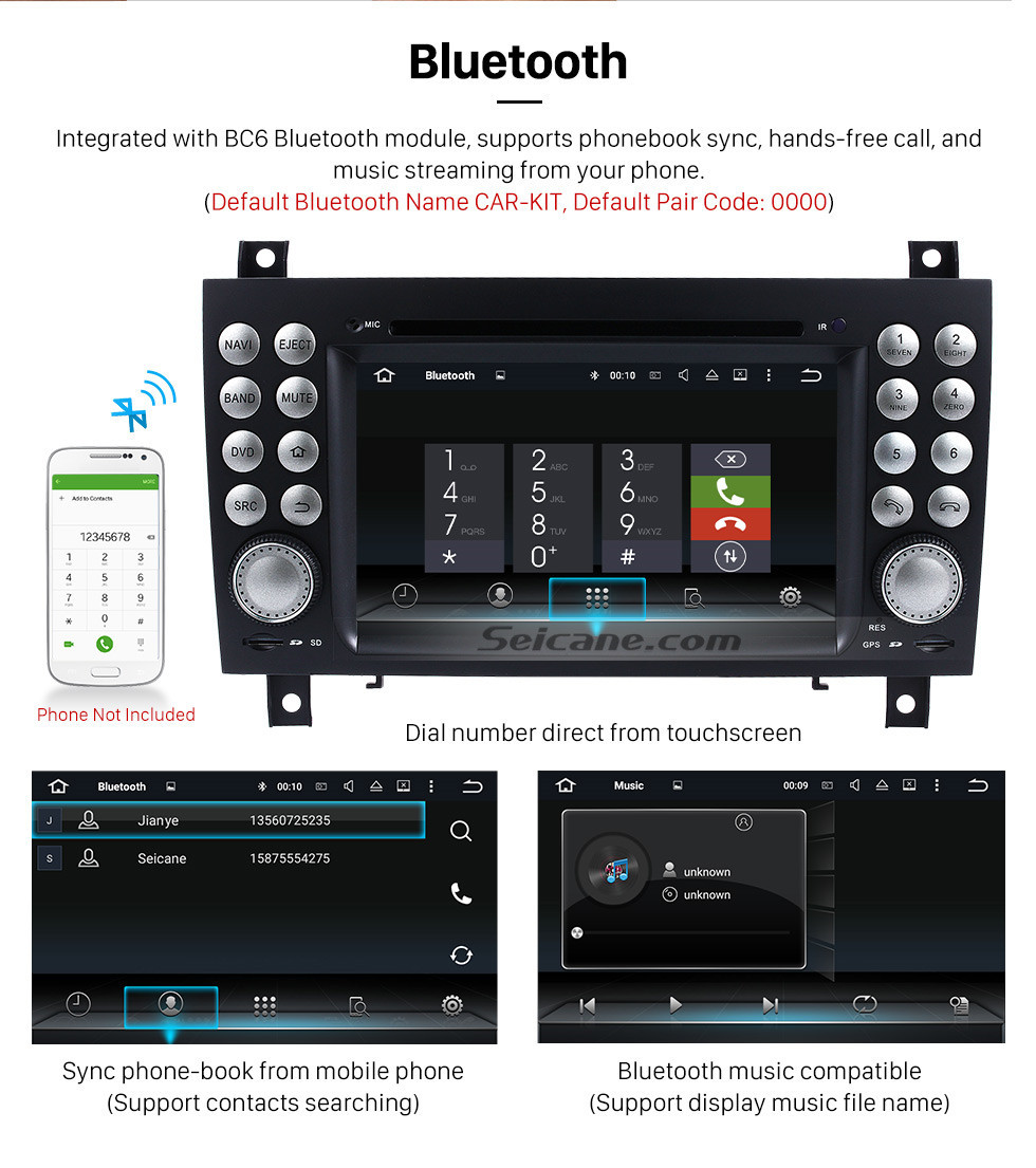 Seicane Lecteur DVD OEM Android 10.0 Système de navigation GPS pour 2004-2012 Mercedes-Benz SLK W171 R171 avec vidéo HD 1080P Radio à écran tactile Bluetooth WiFi TV Caméra de recul commande au volant USB SD