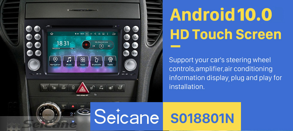 Seicane OEM Android 10.0 DVD-плеер Система GPS-навигации для 2004-2012 Mercedes-Benz SLK W171 R171 с HD 1080P видео Bluetooth с сенсорным экраном Радио WiFi ТВ Резервная камера Управление рулевым колесом USB SD