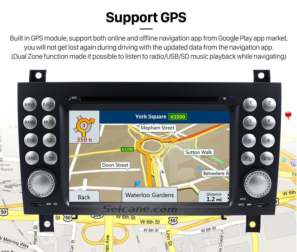 Seicane OEM Android 10.0 Reproductor de DVD Sistema de navegación GPS para 2004-2012 Mercedes-Benz SLK W171 R171 con HD 1080P Video Bluetooth Pantalla táctil Radio WiFi TV Cámara de respaldo Control del volante USB SD