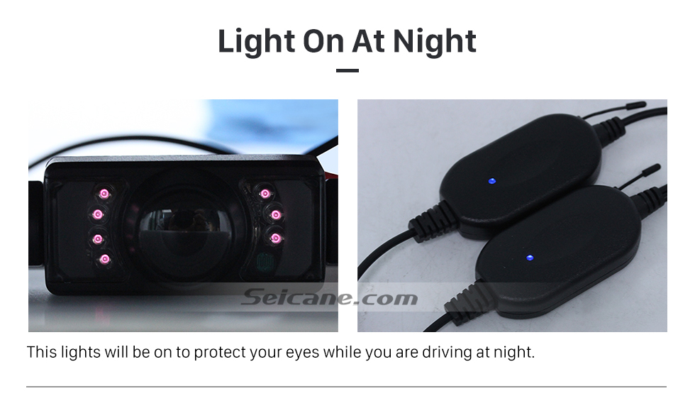 Light On At Night Seicane sans fil Caméra pour après marché voiture radio