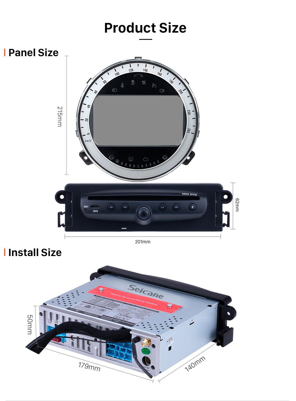 Seicane Lecteur DVD de navigation GPS de voiture Android 10.0 pour BMW Mini Cooper 2006-2013 avec radio Bluetooth 1080P vidéo USB SD caméra de recul TV DVR