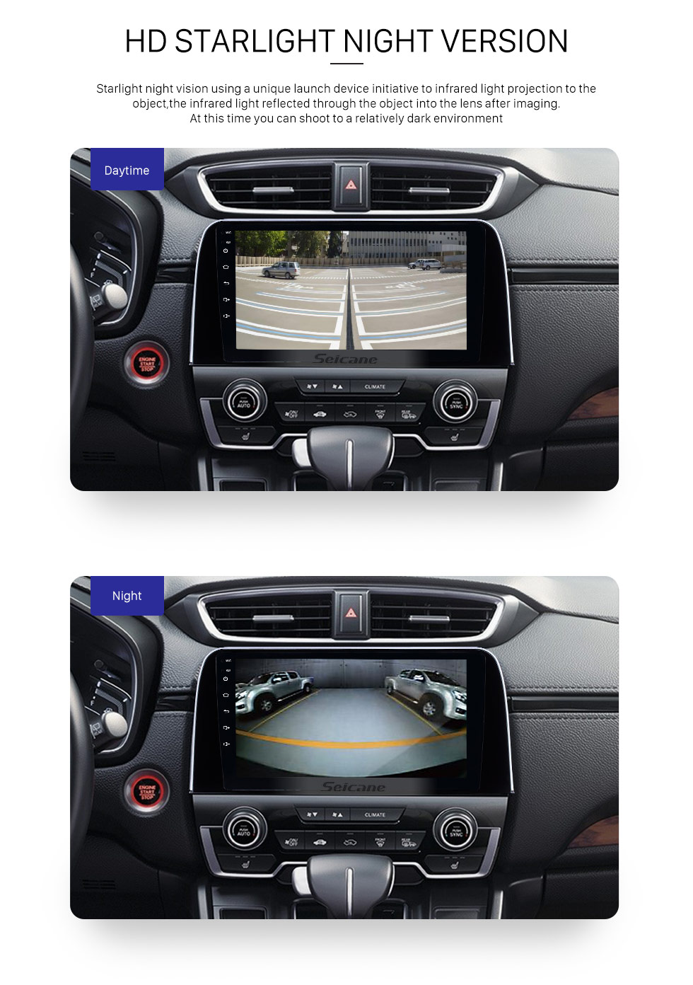 Seicane AHD-Nachtsicht-Rückfahrkamera, wasserdichtes Einparkhilfesystem für Autoradio-Großbildschirm