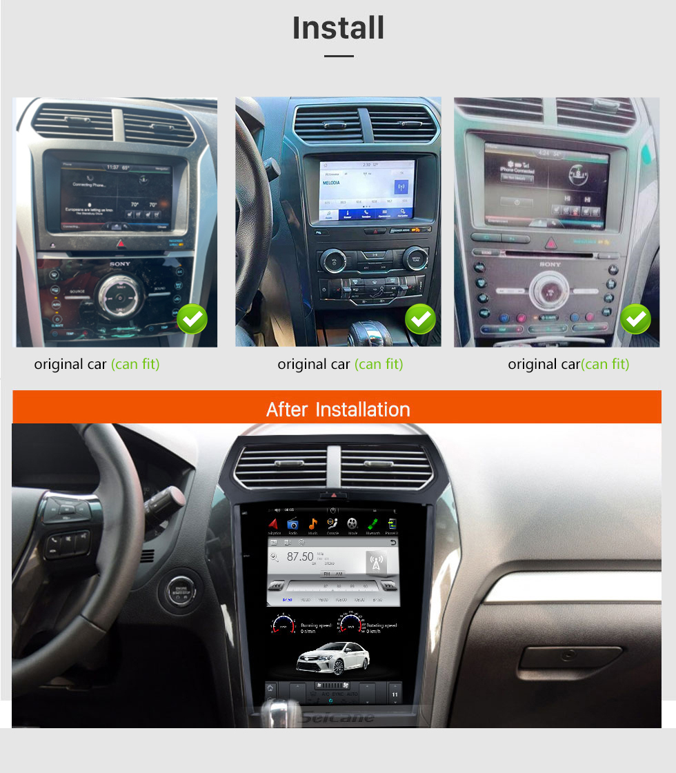 Seicane 12,1-дюймовый сенсорный HD-экран для Ford Explorer TX4003 2014-2019 гг. Стереосистема Bluetooth Carplay Стереосистема с поддержкой AHD-камеры