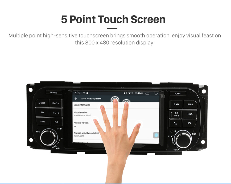 Seicane 5 inch Android 12.0 HD TouchScreen Radio for 2003-2006 Jeep Wrangler with GPS Navigation System DVR WIFI OBD2 Bluetooth Steering Wheel control Mirror link 1080P TV USB
