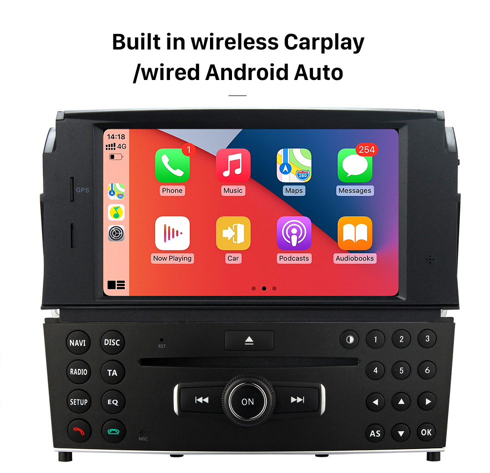 Seicane Android 9.0 Lecteur DVD Système de navigation GPS 2007-2011 Mercedes-Benz Classe C W204 C180 C200 C230 C30 avec commande au volant Lien miroir Bluetooth Wifi Caméra de recul OBD2 DAB DVR