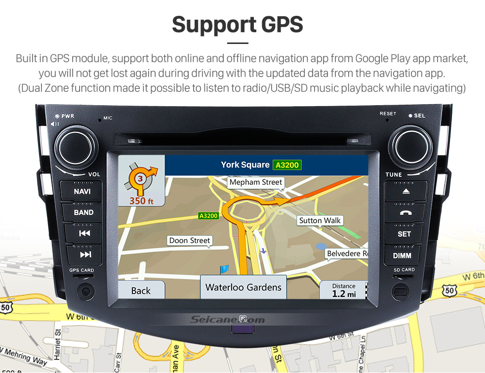 Seicane HD Сенсорный экран 2006-2012 Toyota Rav4 Android 8.0 радио DVD GPS-навигационная система Bluetooth OBD2 DVR Камера заднего вида 1080P Управление рулевым колесом 3G WIFI