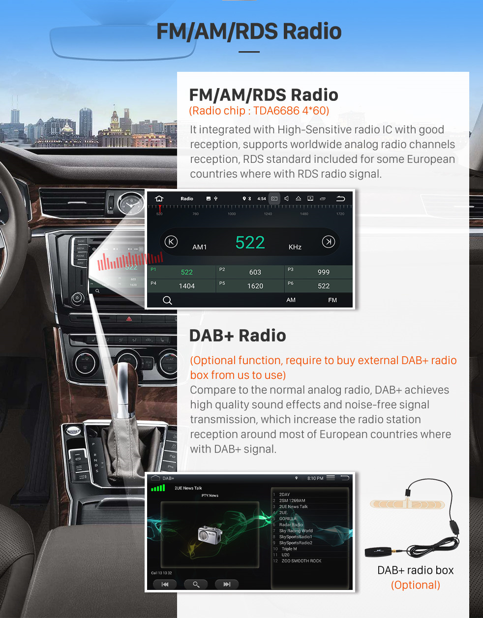 Seicane OEM Android Radio Sistema de navegación GPS para 2004-2010 Peugeot 407 con cámara de respaldo Wifi Bluetooth Carplay Control del volante OBD2 DAB + DVR
