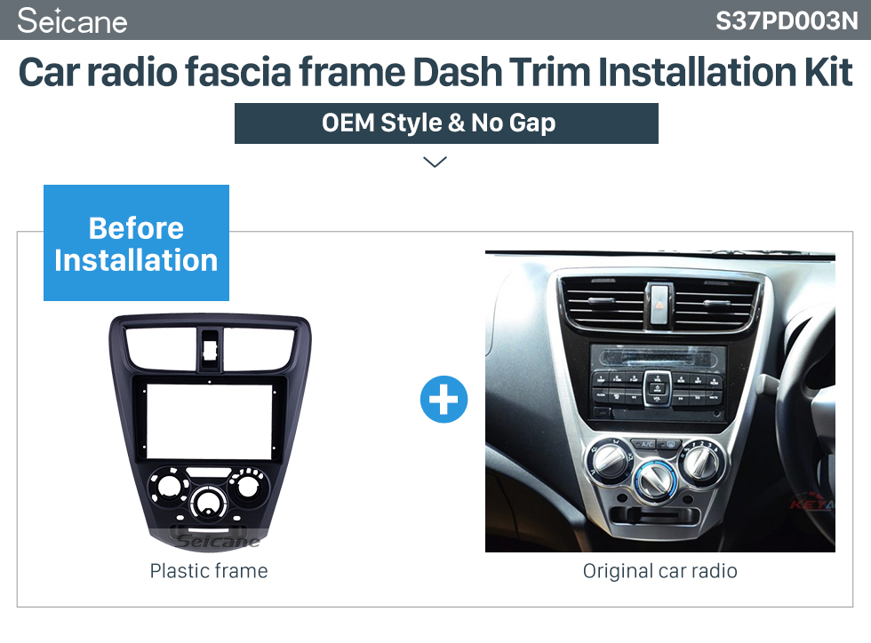 BLACK In Dash Fascia Panel Trim Frame Installation Kit For 