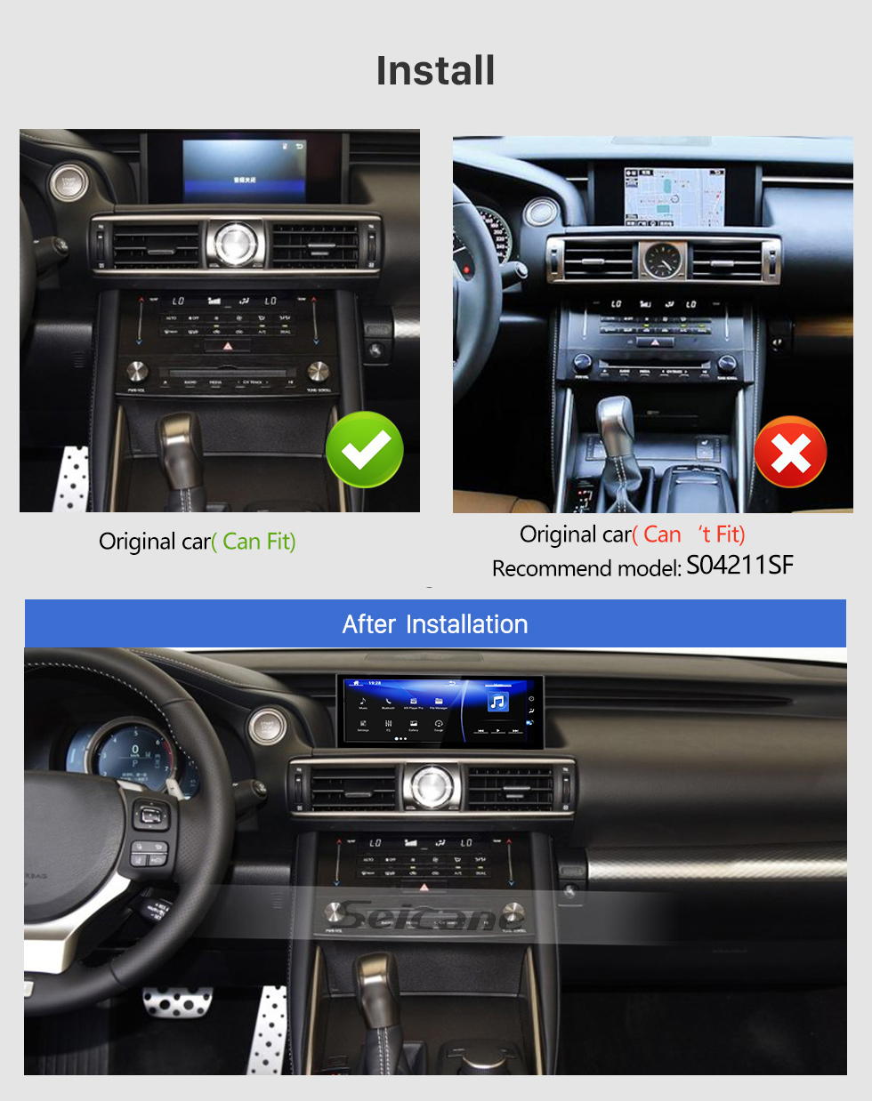Seicane Android 10.0 für 2013 2014 2015 2016 2017 2018 LEXUS IS G7N 10,25-Zoll-HD-Touchscreen-GPS-Navigationsradio mit Bluetooth-Unterstützung Carplay DVR OBD2