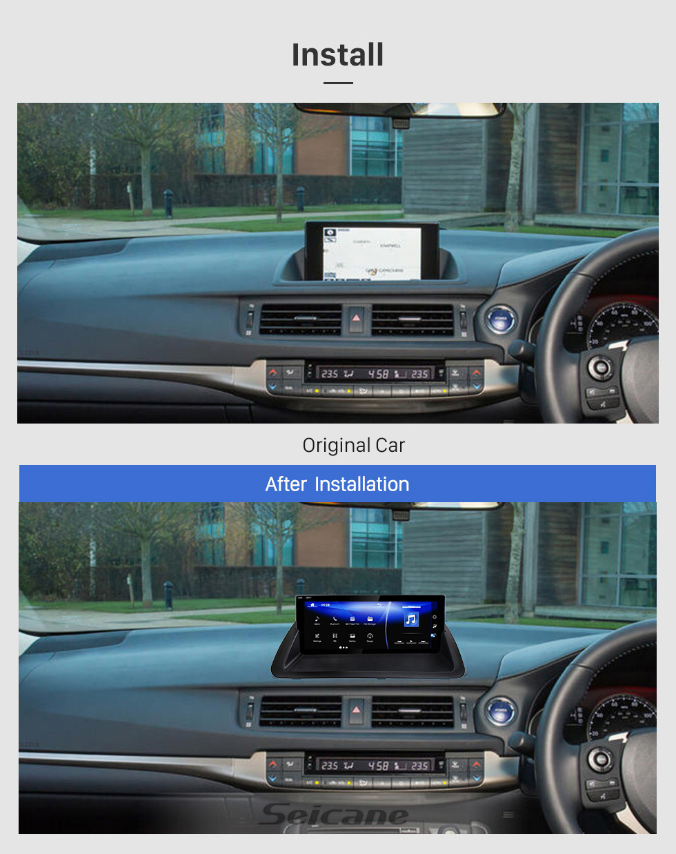 Seicane 10,25 polegadas para 2011 2012 2013 2014 2015 2016 2017 2018 2019 Lexus CT200 RHD Versão superior Rádio GPS Sistema de Navegação Android 10.0 Com HD Touchscreen Suporte Bluetooth Carplay