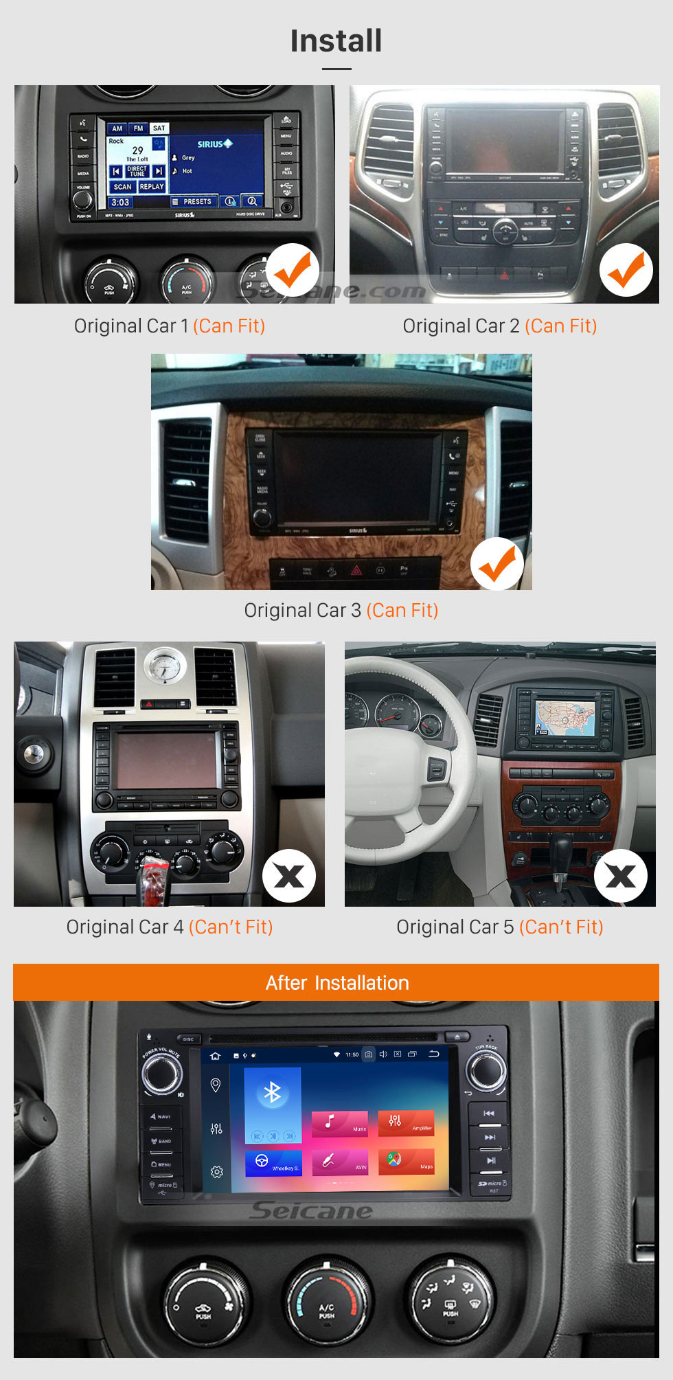 Seicane Reines Android 9.0 OEM Radio GPS Installation für 2009 2010 2011 Jeep Compass mit DVD 3G Wlan OBD2 Bluetooth 1080P Spiegel-Verbindung MP3 MP4