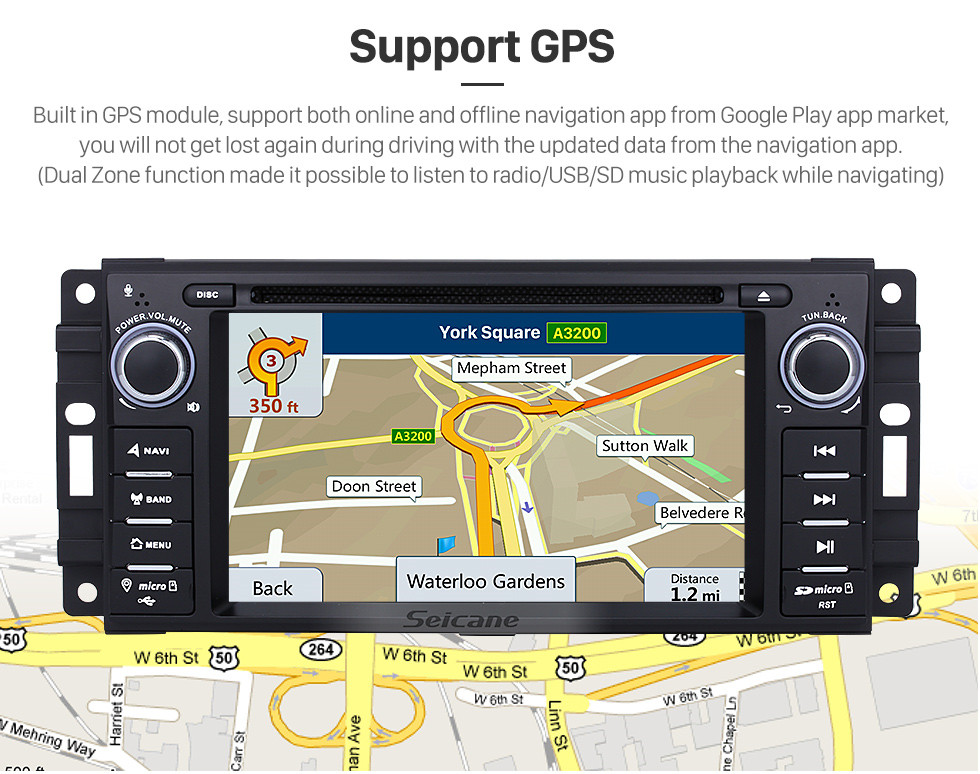 Seicane Android 9.0 Mercado de accesorios OEM GPS Reproductor DVD para 2008-2012 Jeep Grand Cherokee 3G WiFi Bluetooth Sintonizador de radio 1080P AUX USB SD