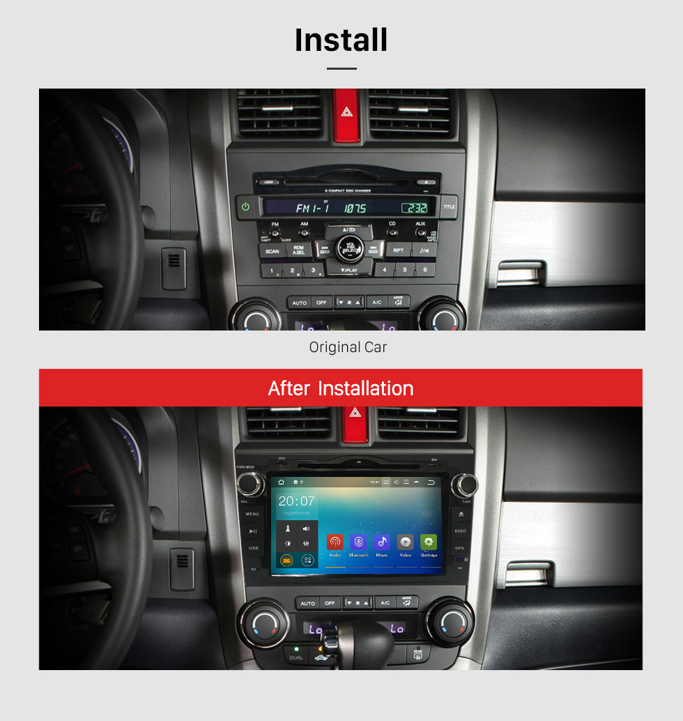 Seicane 8 pouces 2006-2011 Honda CRV Android 7.1 DVD Navigation Voiture Stéréo avec 4G WiFi Radio RDS Bluetooth Miroir Lien OBD2 Caméra Arrière Contrôle Au Volant 1080 P Vidéo
