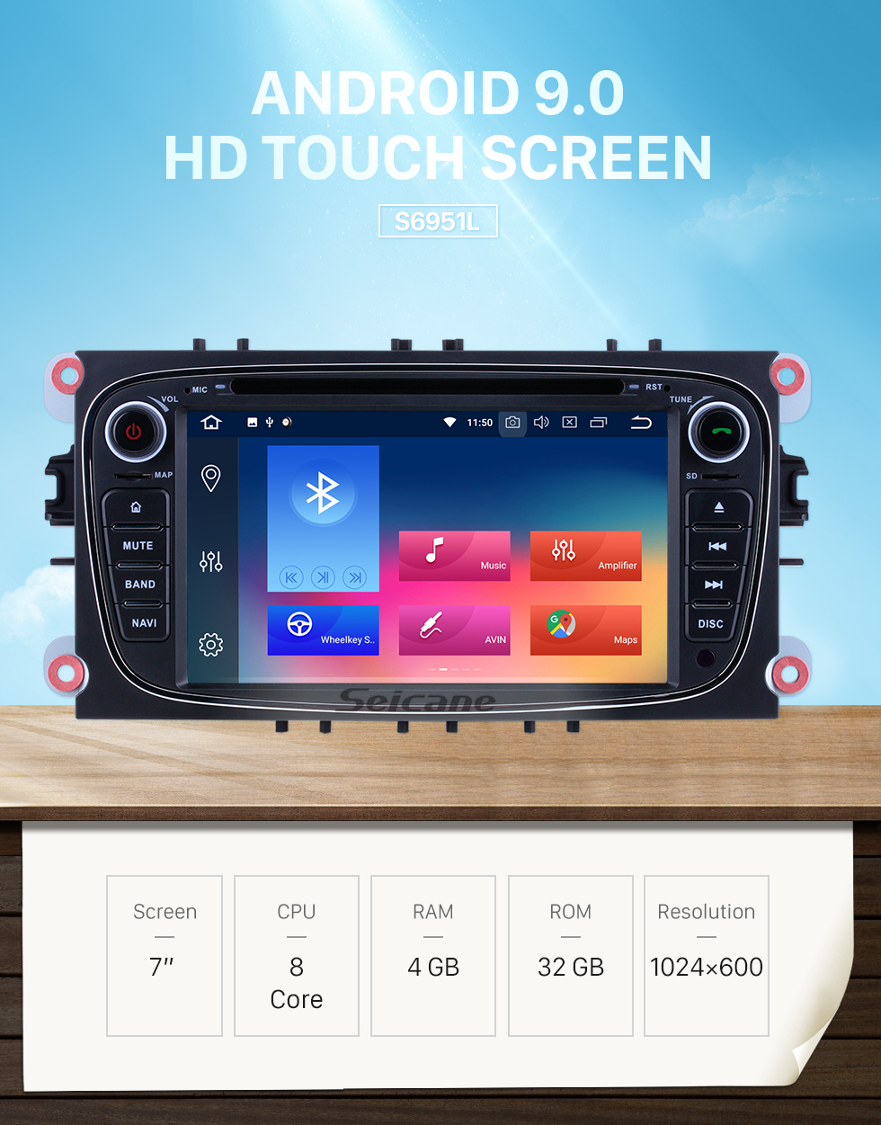 Android 9 0 Gps Navi Dvd Player Radio Stereo For 08 09 10 11 Ford Focus Audio System Support Bluetooth Music Aux 1080p Video Obd2 Dvr Mirror Link Dab Backup Camera