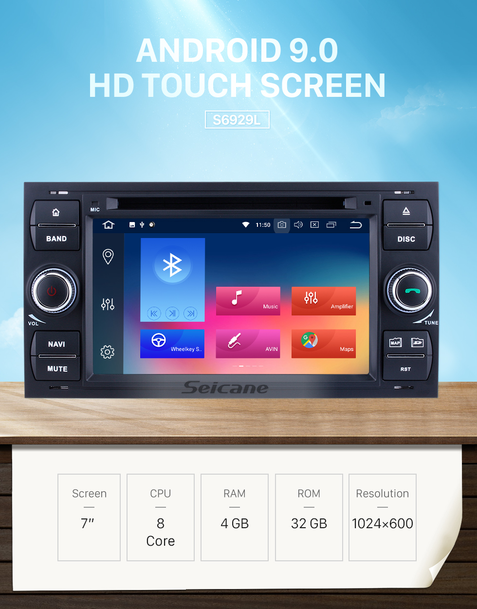 Seicane 8 дюймов 2007-2011 Toyota RAV4 Android 10.0 GPS-навигатор Радио Bluetooth Музыка AUX HD Поддержка сенсорного экрана Цифровое ТВ Carplay DVR DAB + TPMS